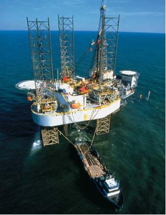 An offshore natural gas drilling platform. (Reproduced by permission of The Stock Market.)