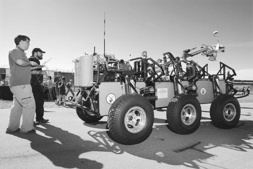 In 2001 robotic engineers designed autonomous robotic vehicles like this one to compete in the DARPA Grand Challenge race in California.